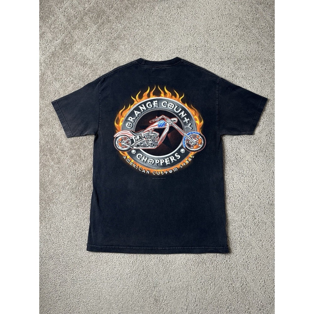 Mens T-shirt Orange County Choppers Motorcycle Graphic, Black Cotton USA, Size L